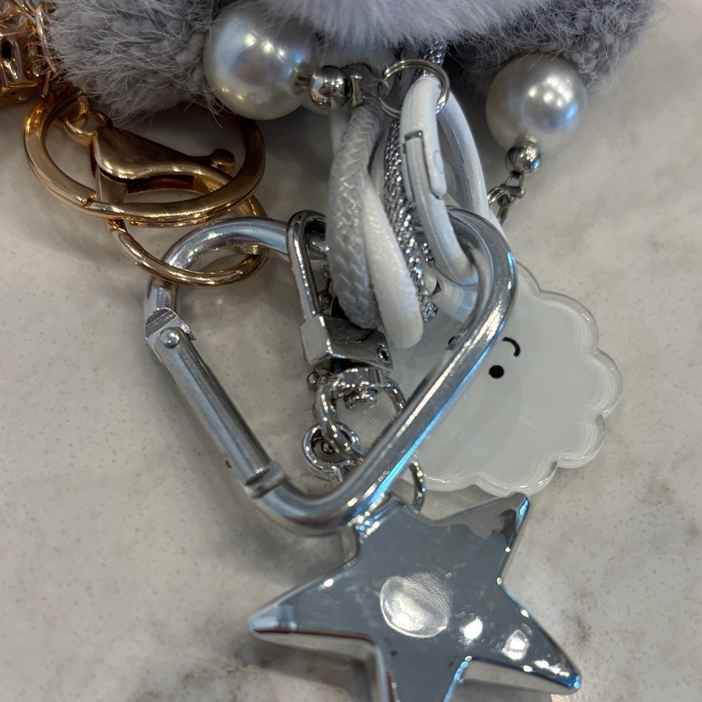 Gray and Silver Bag Charms Keychain Accessory - Picture 7 of 8
